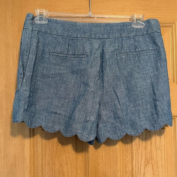 Loft Blue Scalloped Edge Linen/Cotton Shorts - Picture 7 of 12